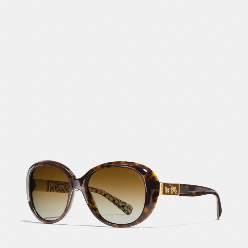 COACH®,CARTER SUNGLASSES,Plastic,DARK TORTOISE MULTI,Front View