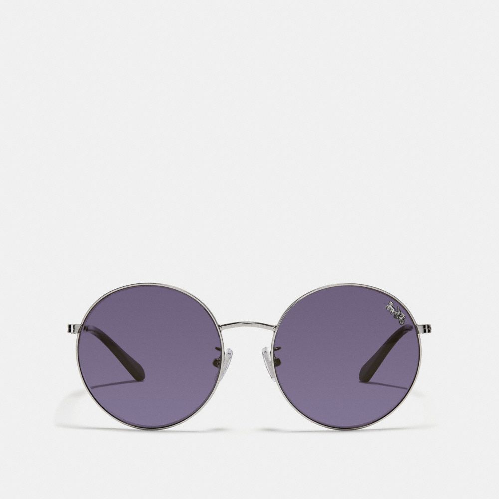 COACH®,Thin Metal Round Sunglasses,,Inside View,Top View