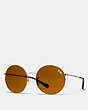 COACH®,THIN METAL ROUND SUNGLASSES,Metal,Light Gold/Gold Mirror,Front View
