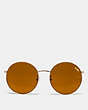 COACH®,THIN METAL ROUND SUNGLASSES,Metal,Light Gold/Gold Mirror,Inside View,Top View