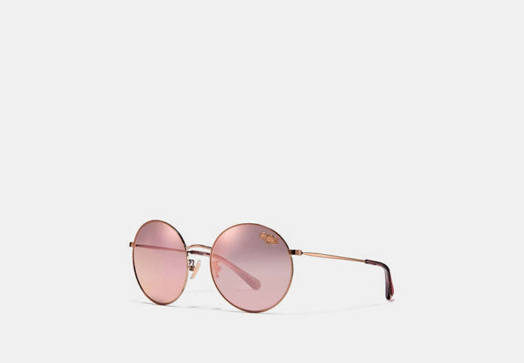 COACH®,THIN METAL ROUND SUNGLASSES,Metal,Rse Gld/Pnk M Gld Flsh T Rose,Front View