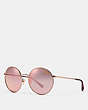 COACH®,THIN METAL ROUND SUNGLASSES,Metal,Rse Gld/Pnk M Gld Flsh T Rose,Front View