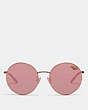 COACH®,THIN METAL ROUND SUNGLASSES,Metal,Rse Gld/Pnk M Gld Flsh T Rose,Inside View,Top View