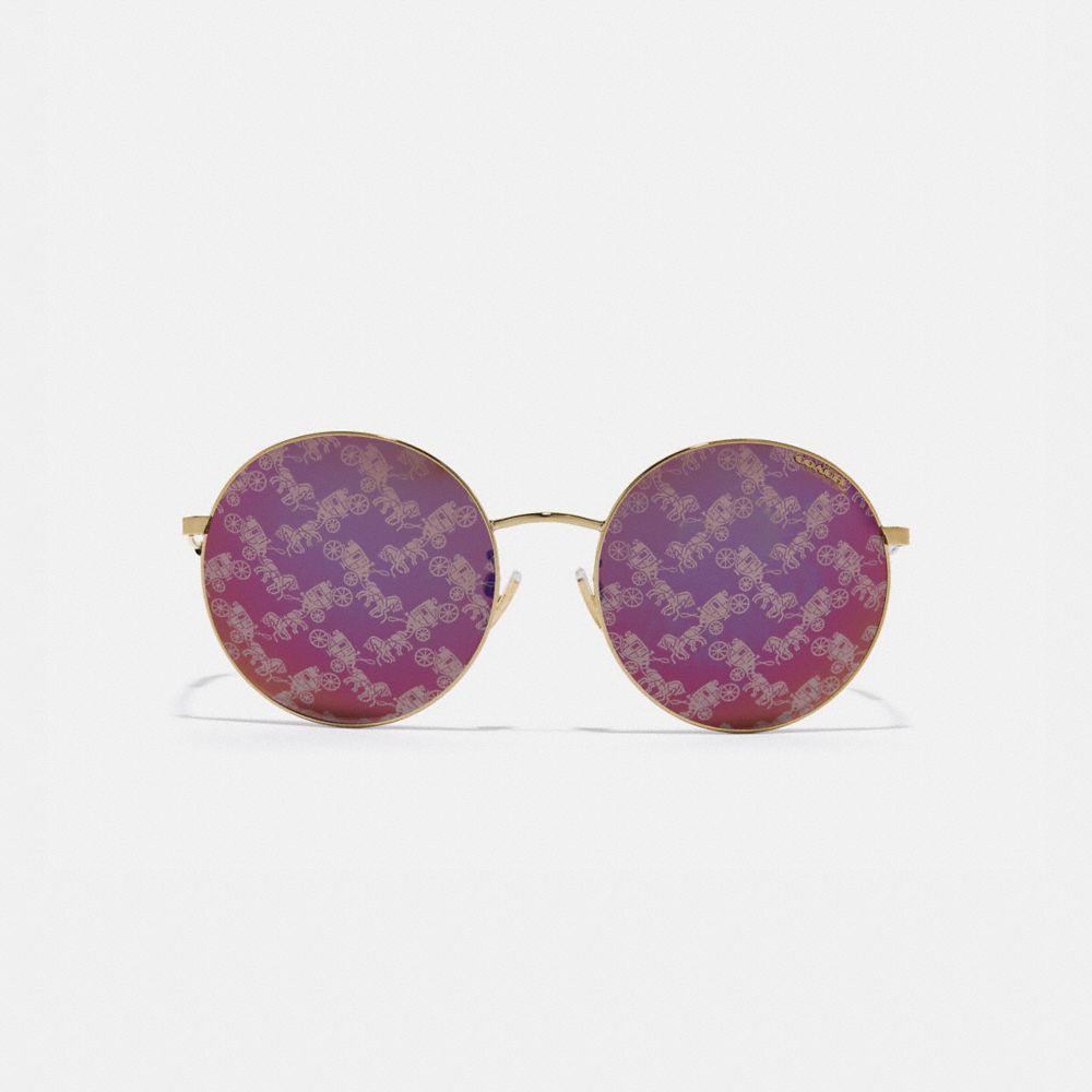 COACH®,Thin Metal Round Sunglasses,,Inside View,Top View