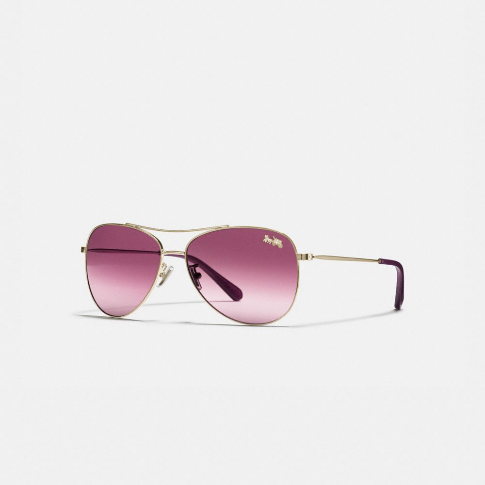 Light Gold Burgundy Gradient Thin Metal Pilot Sunglasses