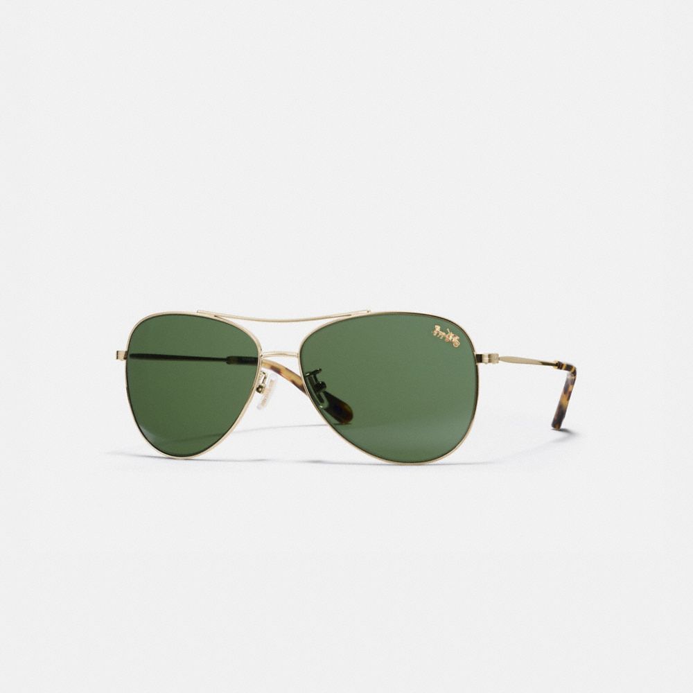 COACH®,Thin Metal Pilot Sunglasses,,Front View