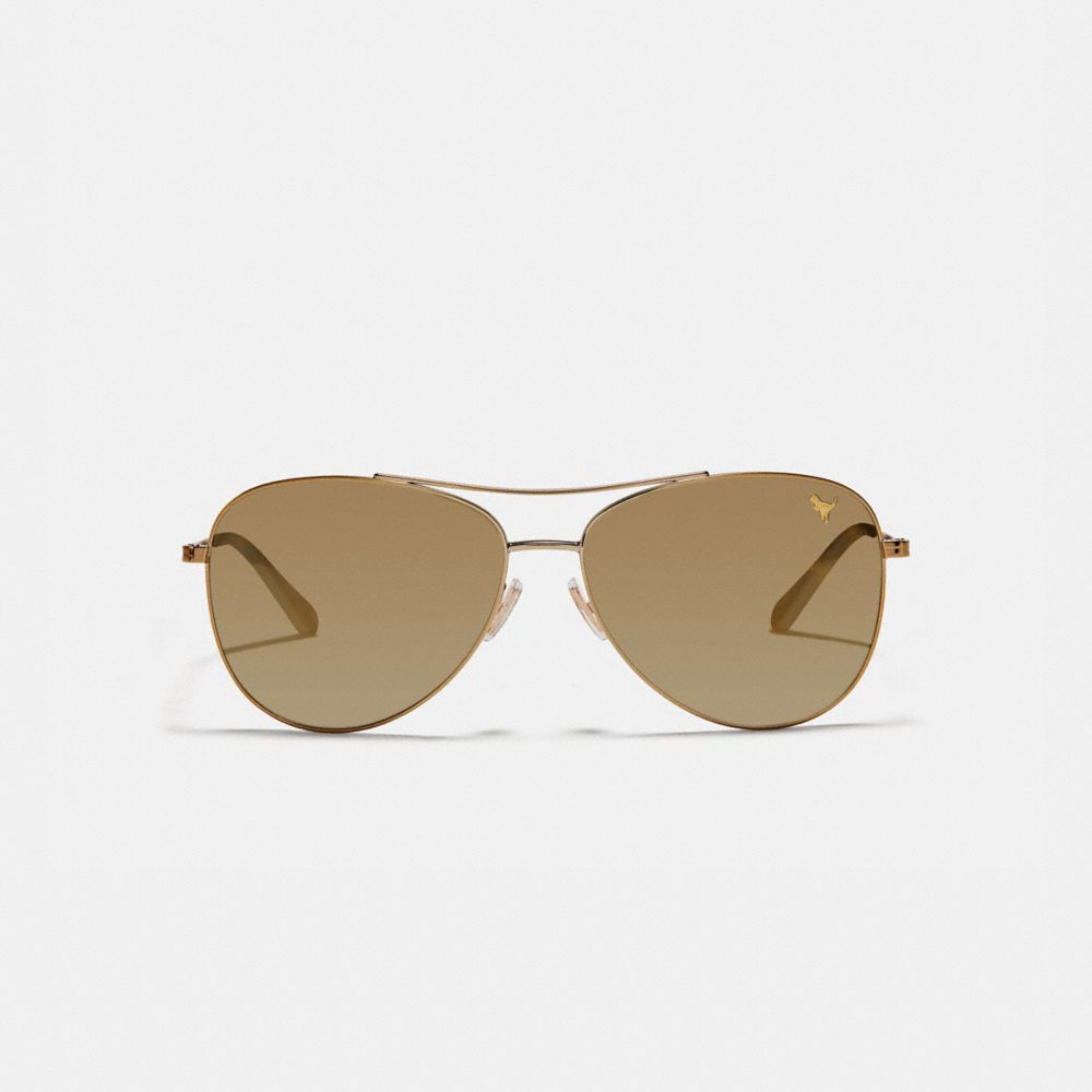 COACH®,Thin Metal Pilot Sunglasses,,Inside View,Top View