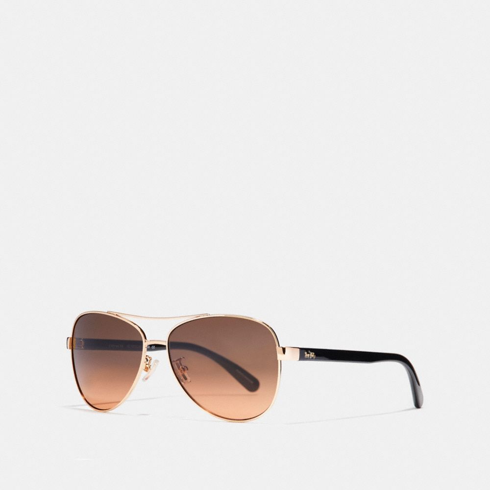 Coach gold cheap aviator sunglasses