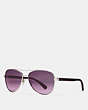 COACH®,HORSE AND CARRIAGE PILOT SUNGLASSES,Metal,Gunmetal Violet,Front View