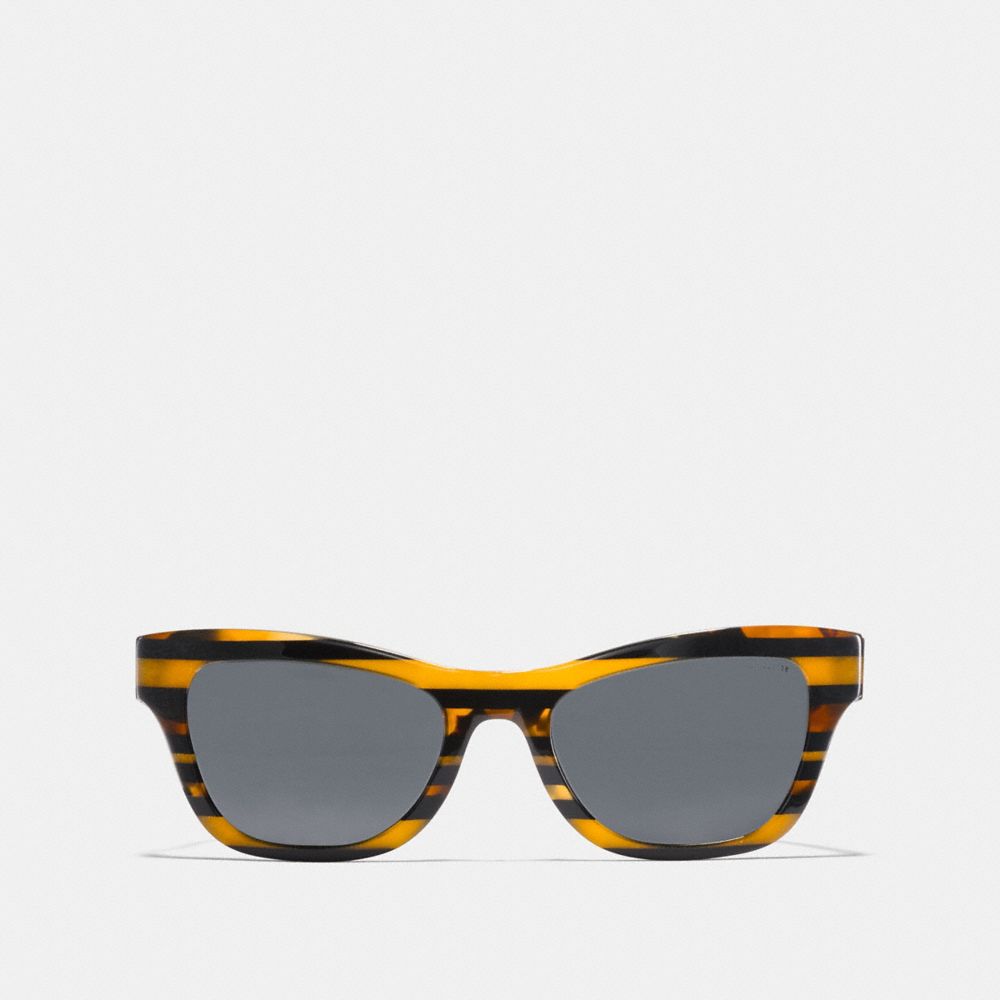 COACH®,Glitter Cat Eye Varsity Stripe Sunglasses,,Inside View,Top View