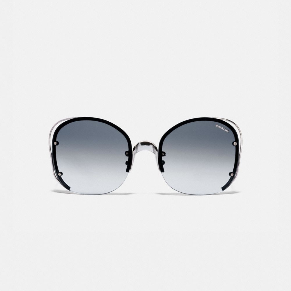 COACH®,OPEN WIRE SUNGLASSES,Metal,Gunmetal/Blue Gradient,Inside View,Top View