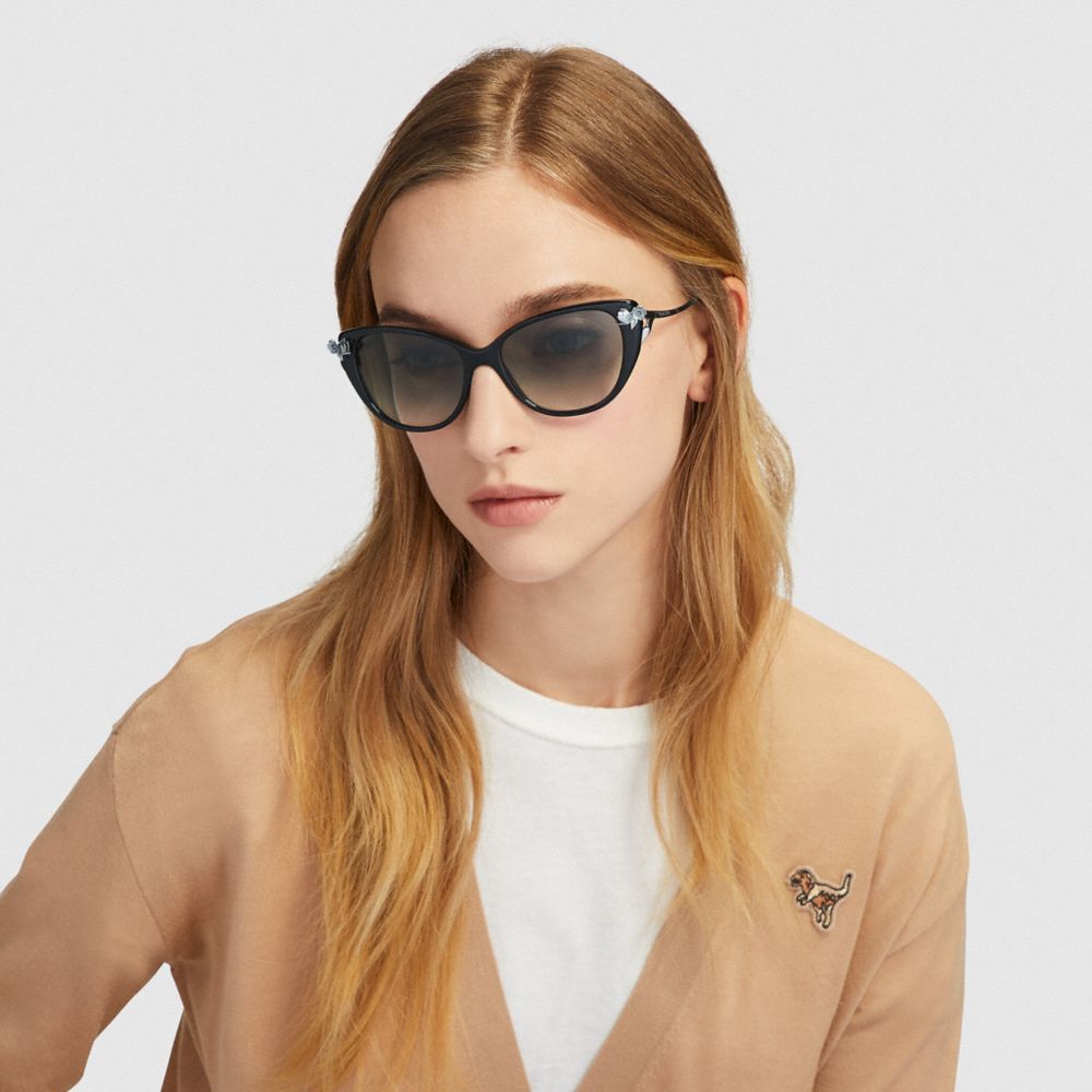 COACH®,Tea Rose Sunglasses,,Angle View
