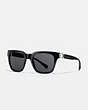 COACH®,SIGNATURE HARDWARE SQUARE SUNGLASSES,Mixed Material,Black,Front View
