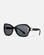 COACH®,SIGNATURE HARDWARE RECTANGLE SUNGLASSES,Mixed Material,Black,Front View
