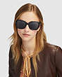 COACH®,SIGNATURE HARDWARE RECTANGLE SUNGLASSES,Mixed Material,Black,Angle View