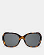 COACH®,SIGNATURE HARDWARE RECTANGLE SUNGLASSES,Mixed Material,DARK TORTOISE,Inside View,Top View