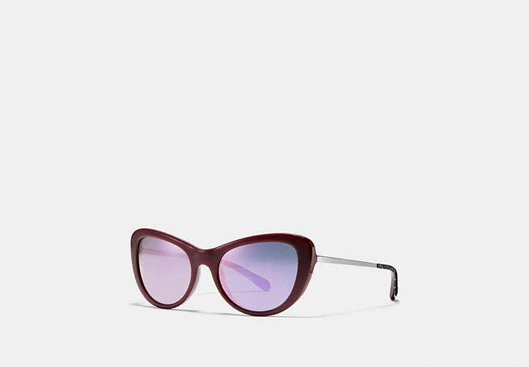 COACH®,OMBRE SIGNATURE CAT EYE SUNGLASSES,Plastic,Oxblood/Mirror Burgundy,Front View