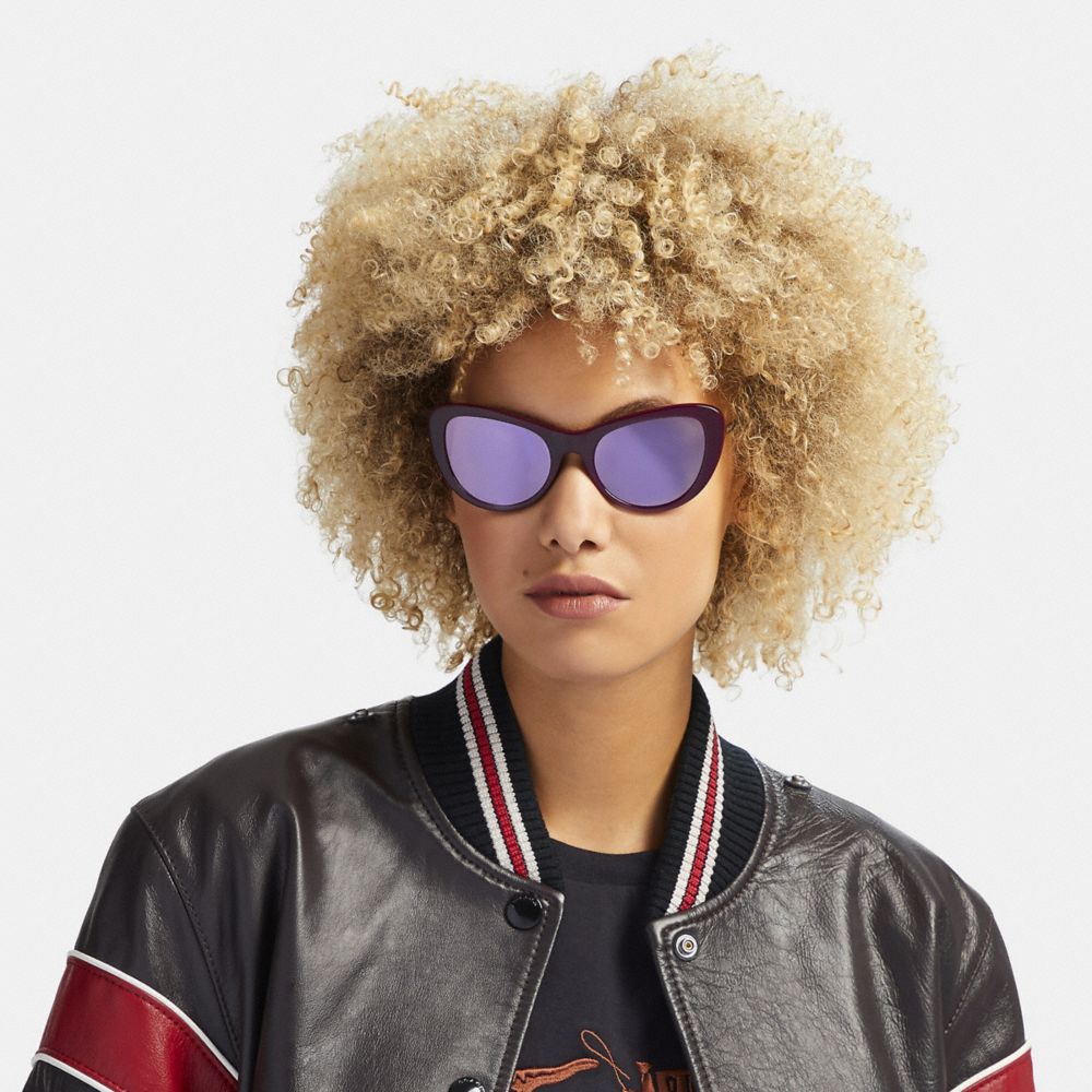 COACH®,Ombre Signature Cat Eye Sunglasses,,Angle View