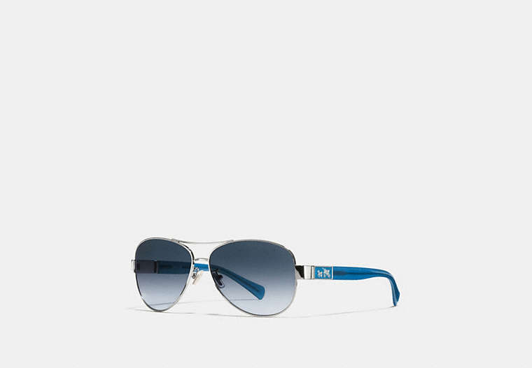 COACH®,CHRISTINA SUNGLASSES,Metal,SILVER/BLUE,Front View