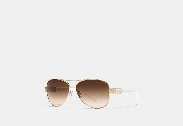COACH®,CHRISTINA SUNGLASSES,Metal,Gold/White,Front View