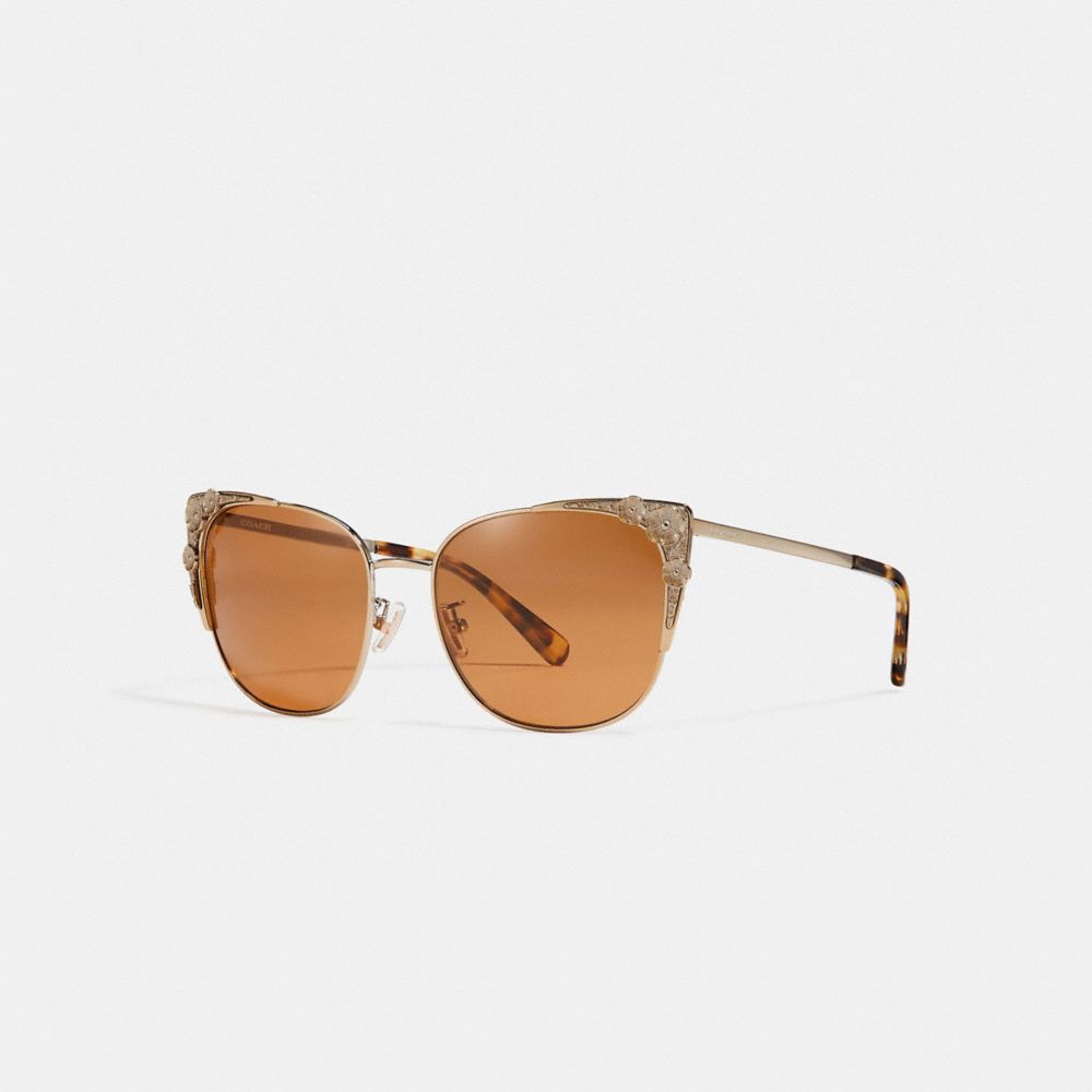 Lunettes de soleil œil-de-chat en métal rose thé