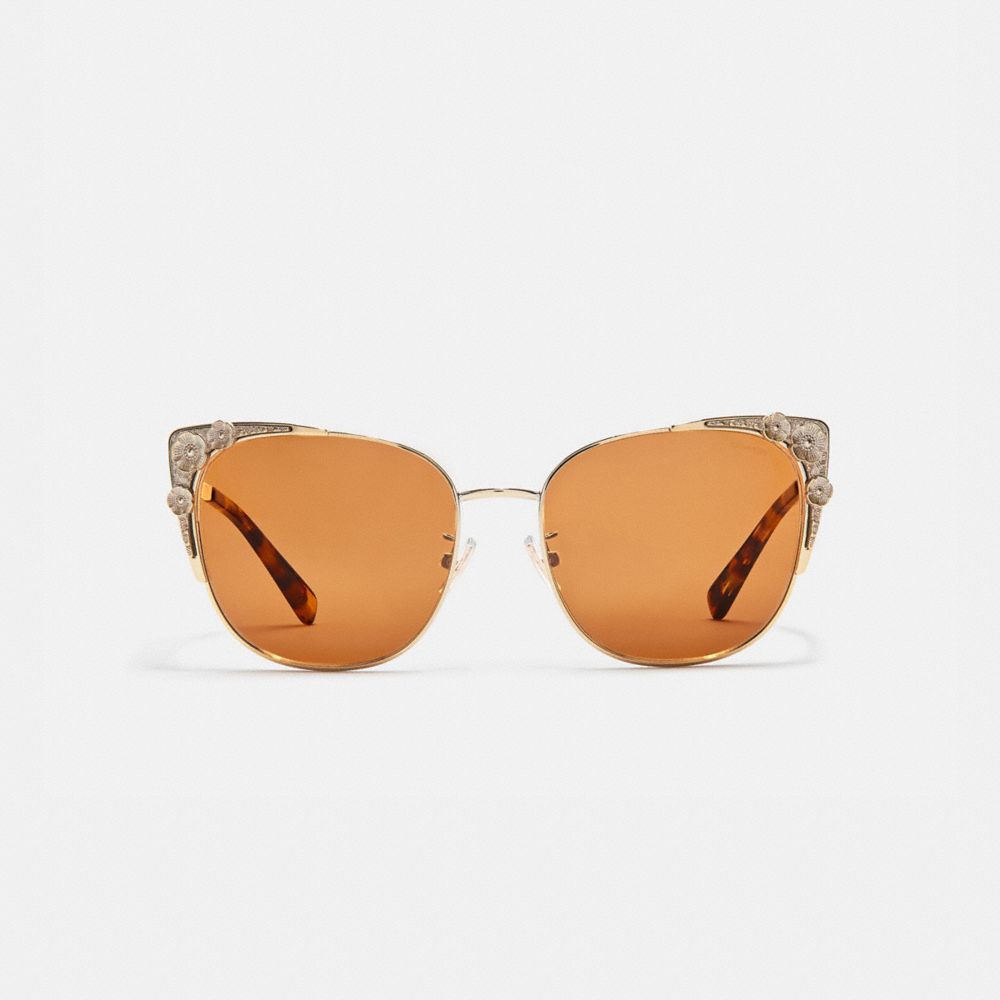 Lunettes de soleil œil-de-chat en métal rose thé