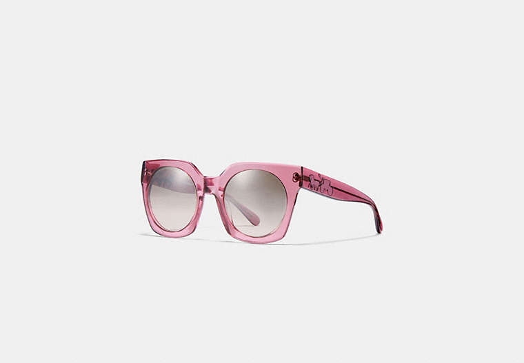 COACH®,HORSE AND CARRIAGE HOLOGRAM SUNGLASSES,Mixed Material,Tran Pnk/Silver Pnk Grad Flash,Front View