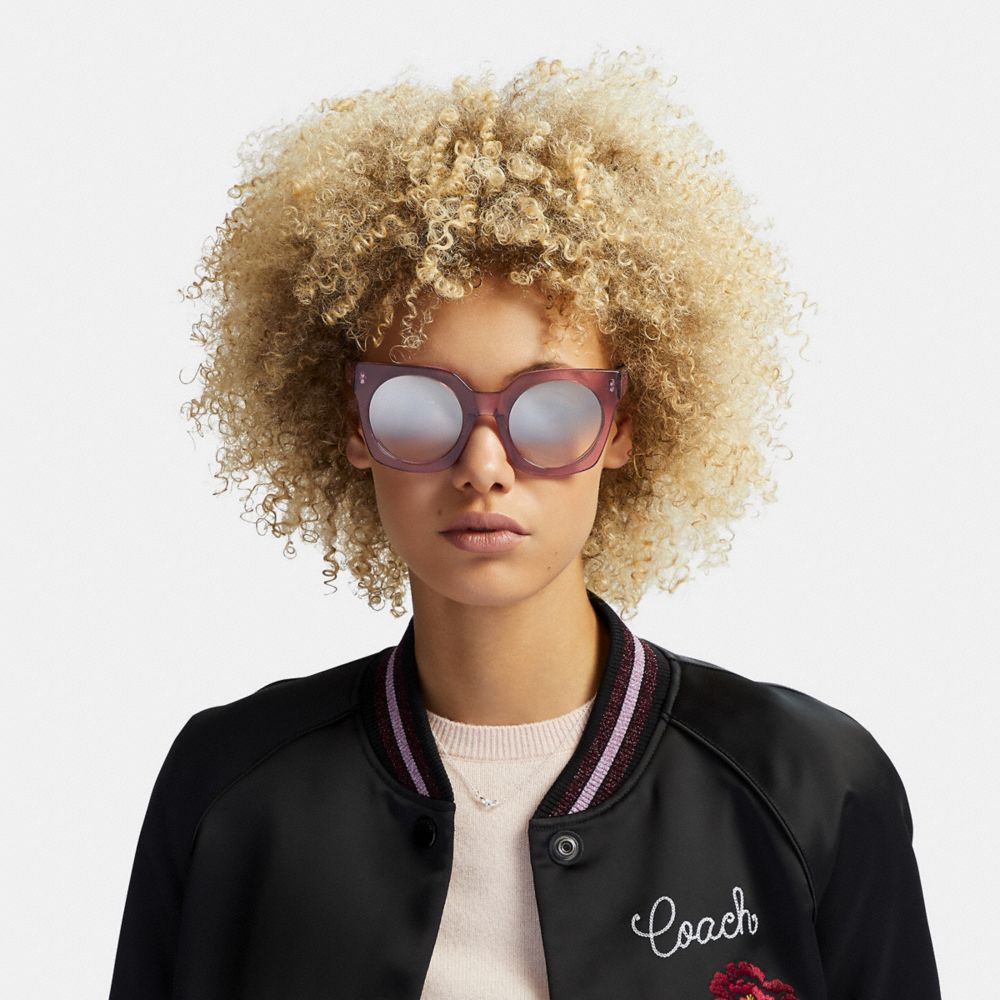 COACH®,Horse And Carriage Hologram Sunglasses,,Angle View