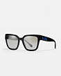 COACH®,HORSE AND CARRIAGE HOLOGRAM SQUARE SUNGLASSES,Mixed Material,Black/Grey Gradient Flash,Front View