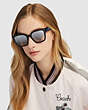 COACH®,HORSE AND CARRIAGE HOLOGRAM SQUARE SUNGLASSES,Mixed Material,Black/Grey Gradient Flash,Angle View