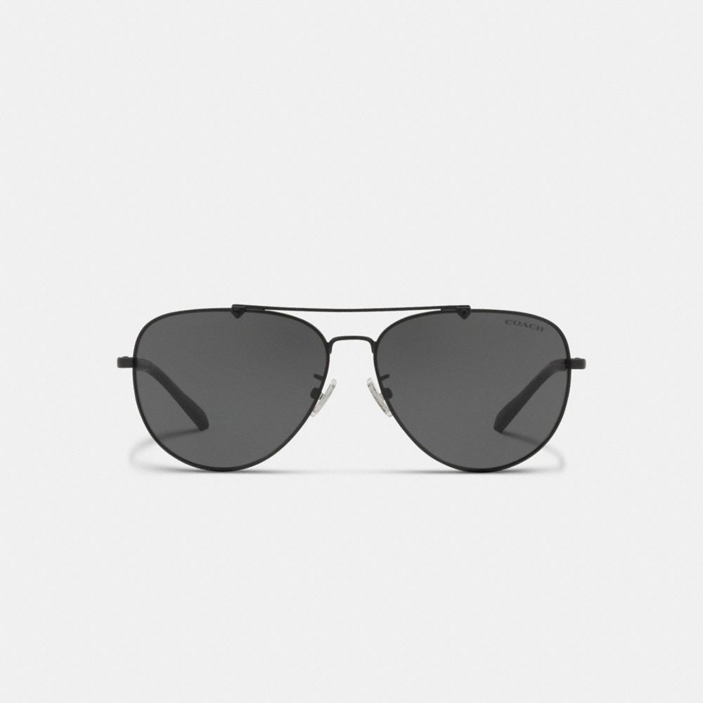 COACH®,WIRE FRAME PILOT SUNGLASSES,MATTE BLACK,Inside View,Top View