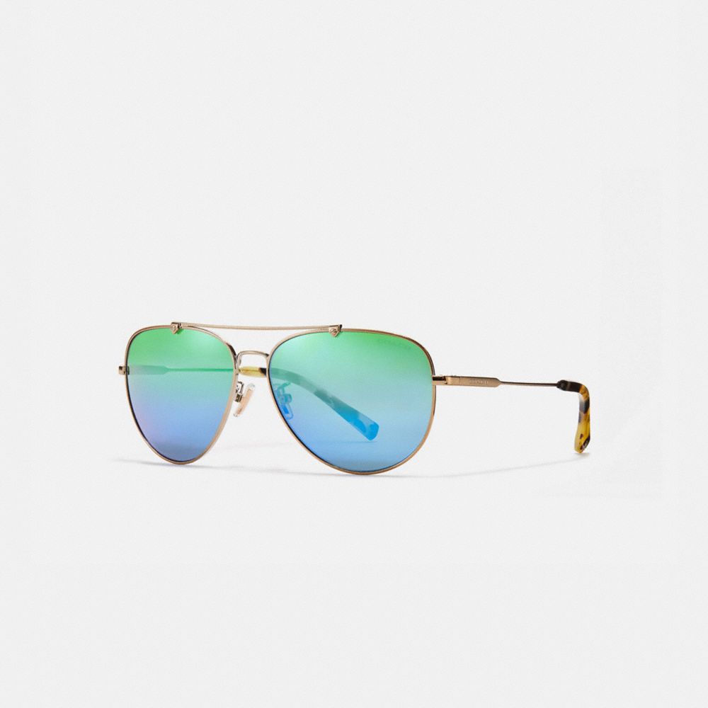 COACH®,Wire Frame Pilot Sunglasses,,Front View