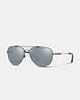 COACH®,WIRE FRAME PILOT SUNGLASSES,Metal,Silver/Blue,Front View
