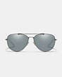 COACH®,WIRE FRAME PILOT SUNGLASSES,Metal,Silver/Blue,Inside View,Top View
