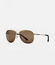 COACH®,WIRE FRAME NAVIGATOR SUNGLASSES,Shiny Light Gold/Brown Solid,Front View