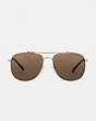 COACH®,WIRE FRAME NAVIGATOR SUNGLASSES,Metal,Shiny Light Gold/Brown Solid,Inside View,Top View