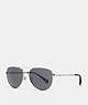 COACH®,COOPER PILOT SUNGLASSES,n/a,Silver/Dk Grey Solid,Front View