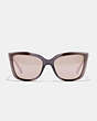 COACH®,BEVELED EDGE SQUARE SUNGLASSES,Plastic,Taupe Laminate/Pink Mirror,Inside View,Top View