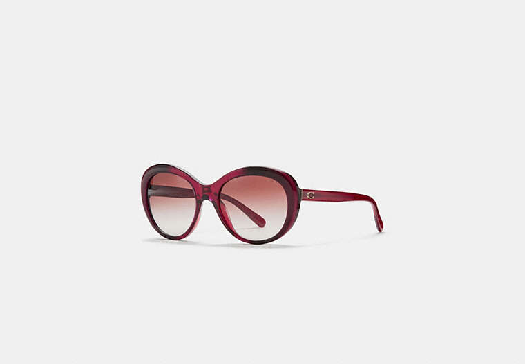 COACH®,BEVELED EDGE OVAL SUNGLASSES,Plastic,Berry Laminate,Front View