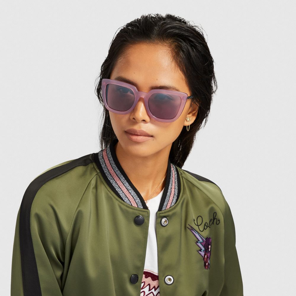 COACH®,Signature Chain Large Square Sunglasses,,Angle View