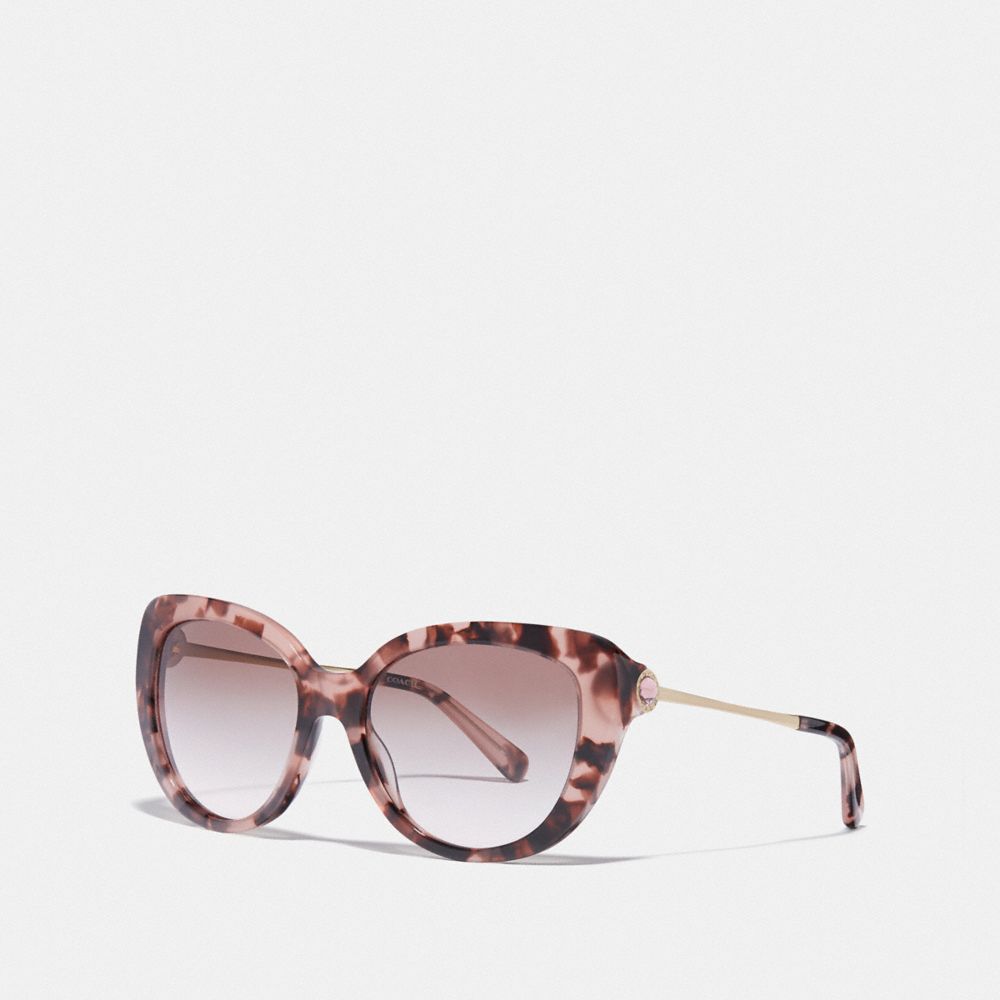 COACH®,JESSA CAT EYE SUNGLASSES,Plastic,Pink Tortiose,Front View