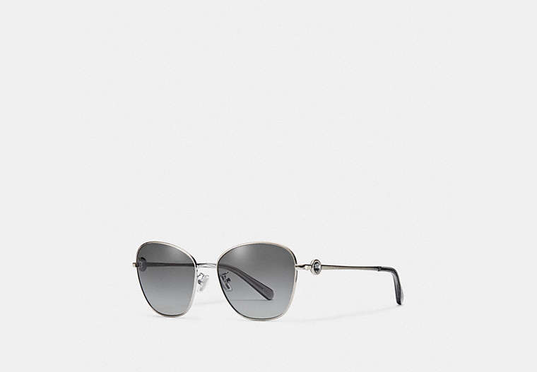 COACH®,GIA BUTTERFLY SUNGLASSES,Silver/Grey Gradient,Front View
