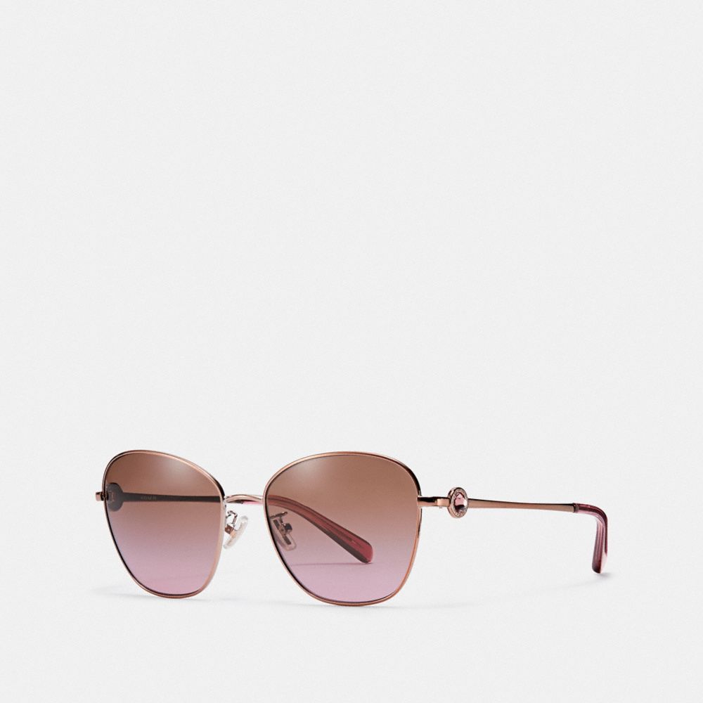 COACH®,GIA BUTTERFLY SUNGLASSES,Rose Gold/Brown Rose Grad,Front View