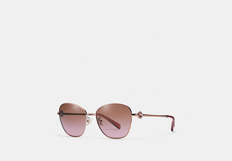 COACH®,GIA BUTTERFLY SUNGLASSES,Rose Gold/Brown Rose Grad,Front View