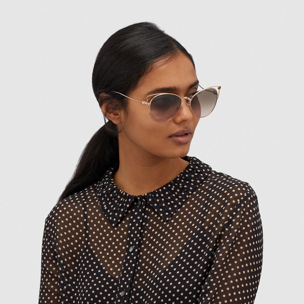 COACH®,Tea Rose Cat Eye Open Sunglasses,,Angle View