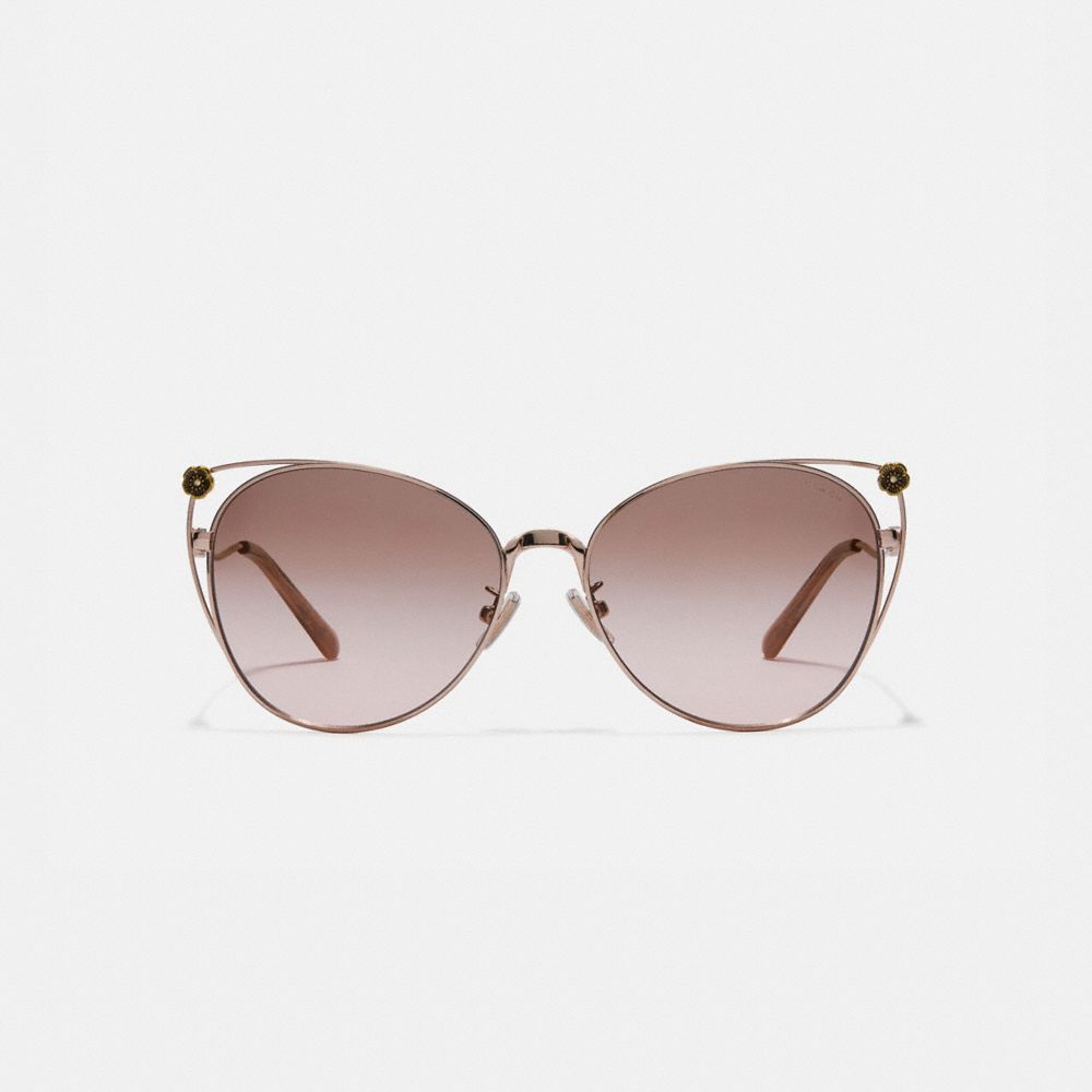 COACH®,Tea Rose Cat Eye Open Sunglasses,,Inside View,Top View