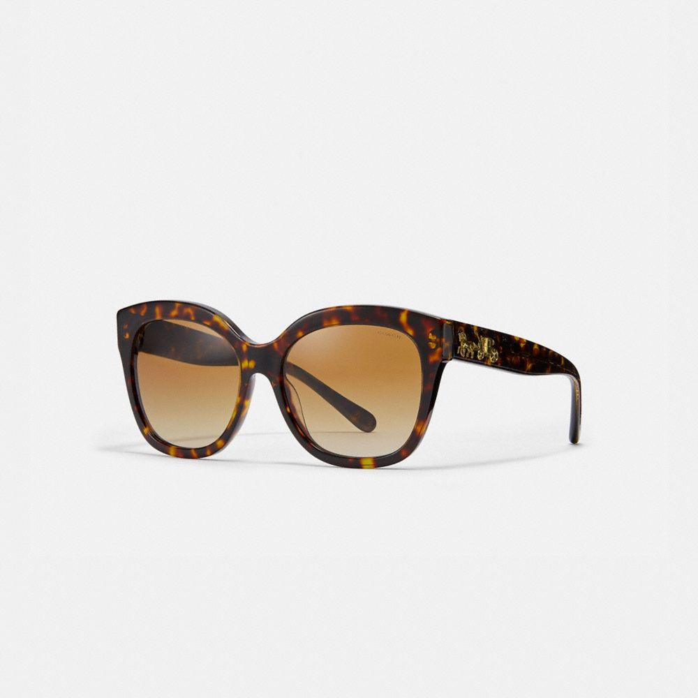 COACH®,SIGNATURE SQUARE SUNGLASSES,Mixed Material,DARK TORTOISE,Front View