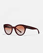 COACH®,SIGNATURE ROUND SUNGLASSES,Mixed Material,Burgundy Glitter Sig C,Front View