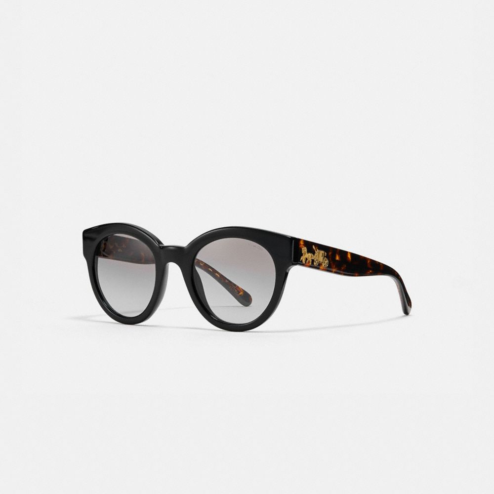 COACH®,SIGNATURE ROUND SUNGLASSES,Mixed Material,Black/Tort Glitter Sig C,Front View