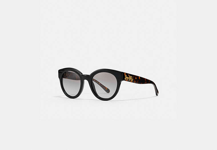 COACH®,SIGNATURE ROUND SUNGLASSES,Mixed Material,Black/Tort Glitter Sig C,Front View